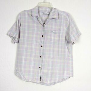Vintage Pastel Plaid Short Sleeve Button Up Shirt